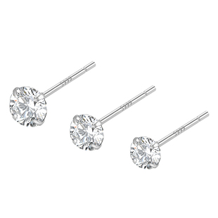 S999纯银钻石耳钉女养耳洞耳棒小耳环耳骨钉男防堵针爆款免摘耳饰