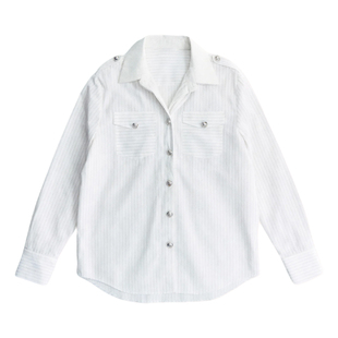 fragileheart易碎商店·巴黎断章智性优雅感简约条纹衬衫两件套春