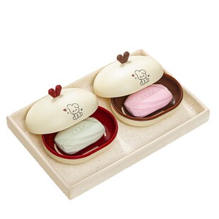 卡通萌兔肥皂盒带盖双层沥水皂盒家用浴室香皂收纳盒学生宿舍皂盒