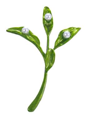 绿色植物叶子胸针珍珠枫叶小清新