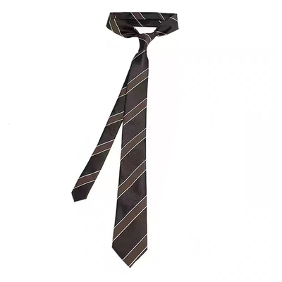 美式复古深咖色条纹丝巾腰带女