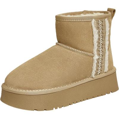 TATA他她绵绵靴冬保暖雪地靴女靴厚底加绒短靴2024新款CDD01DD4