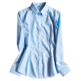 OFFIY-防皱免烫职业面试正式白色灰色正装公务员打底修身长袖衬衫