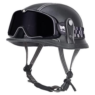 复古头盔男夏季3c认证巡航摩托车骑行半盔机车电动车哈雷盔大兵盔