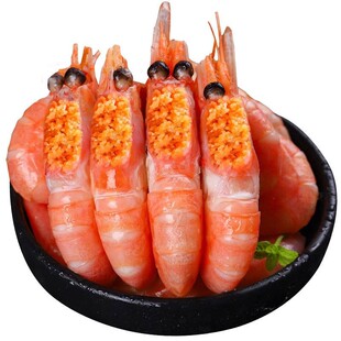 北极虾甜虾冰虾头籽腹籽刺身大虾北极熊旗舰店新鲜鲜活海鲜虾即食