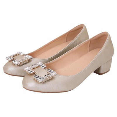 新中式国风粗跟单鞋女旗袍婚鞋