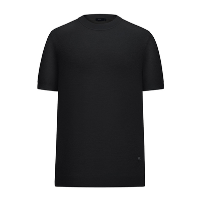 堡尼新品商务针织短袖净色半高领套头全羊毛T恤休闲内搭LS580G32B