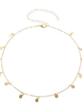 欧美亮片流苏吊饰合金锁骨链