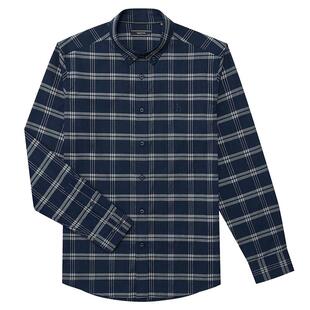 Hazzys哈吉斯秋季仿牛仔格纹保暖长袖纯棉衬衫上衣男休闲时尚潮流