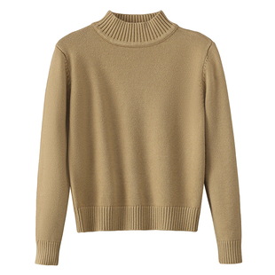 半高领短款毛衣女2025冬新款加厚羊毛衫小个子中领内搭针织打底衫