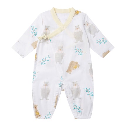 全棉时代纯棉新生儿婴儿衣服新款纱布满月宝宝睡衣连体衣薄款夏季