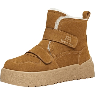 天美意厚底增高复古加绒保暖雪地靴时装靴女棉鞋短靴子2025冬新款