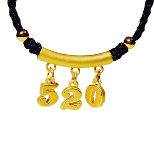 新款520黄金弯管铃铛吊坠女款999足金编绳项链3D硬金挂坠抖音同款