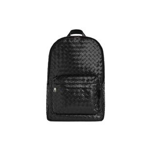 未使用Bottega Veneta葆蝶家皮革中号男款黑色书包背包双肩包