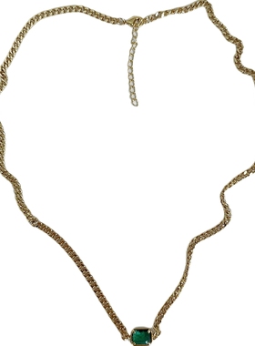 淡水珍珠祖母绿项链锁骨链女