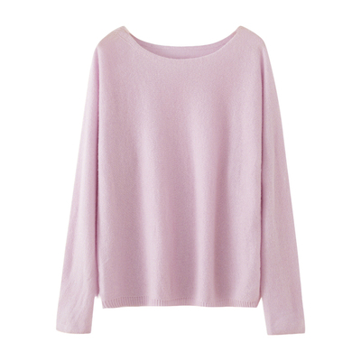 一字领女宽松休闲简约针织毛衣