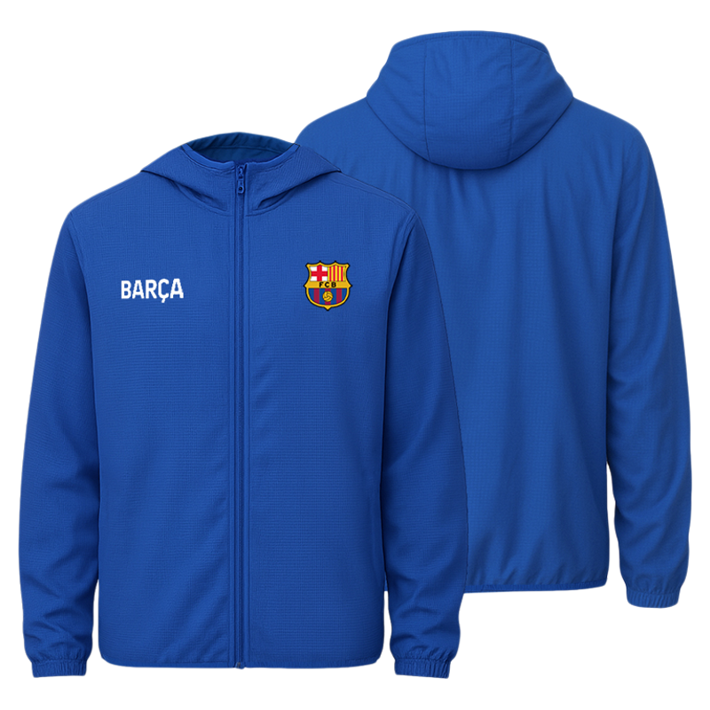 【官方正版】巴塞罗那俱乐部｜巴萨深蓝连帽皮肤衣夏季运动长袖
