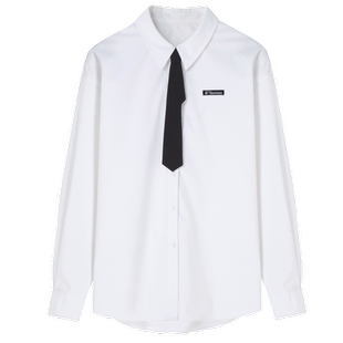 H·GENTEEL荷高女装酷飒金属链条饰领带微落肩廓形衬衫