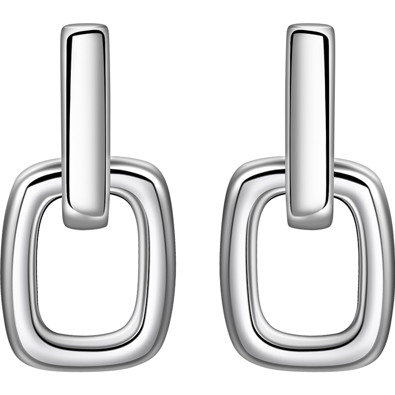 老银匠s925银耳扣女时尚双环耳圈气质高级感小众设计纯银耳环耳饰