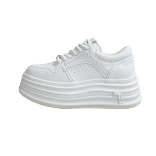 高梵诗厚底小白鞋2026春季新款增高小众设计拉链底真皮透气板鞋潮