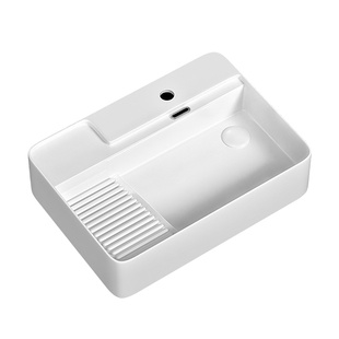 阳台一体搓衣板北欧现代台上盆方形陶瓷台面洗手盆简约家用洗衣盆