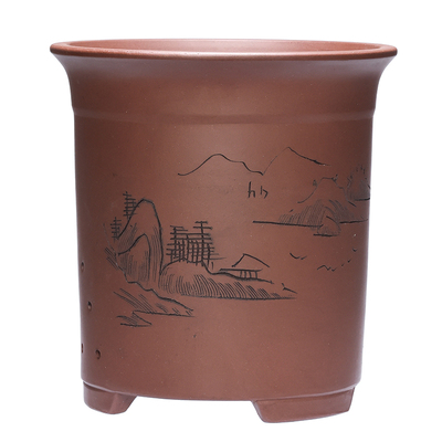 紫砂中国风透气养根款紫砂盆