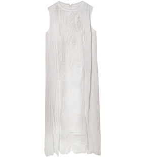 2024夏装新款亚麻文艺气质雪纺宽松欧根纱连衣裙棉麻裙超仙中长款