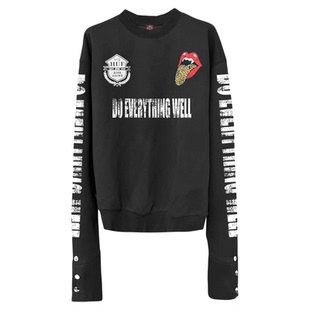 DETW 25AW*原创小众轻亚豹纹趣味舌头印花铆钉设计感长袖卫衣男女