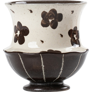 景德镇手作复古粗陶咖啡杯拿铁拉花杯紫黑泥手握杯可爱水杯主人杯