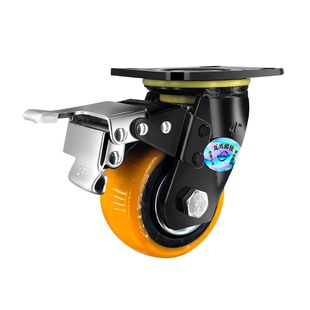 万向轮瓦兴重型6寸PU带刹车轮子8寸脚轮转向轮轮4寸5寸厚耐磨6寸