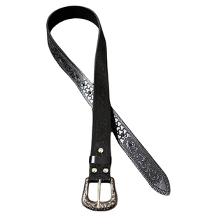 DFDG复古重工中古雕花金属扣皮带个性百搭黑色朋克腰带小众设计感