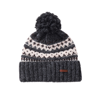 定制款~费尔岛毛线帽女冬季韩国灰色毛球针织帽冷帽保暖护耳帽子