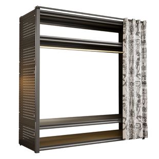 衣柜简易组装卧室家用金属框架货架洞洞板钢制出租房用衣服收纳柜