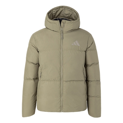 adidas阿迪达斯冬连帽鸭绒面包服装蓬松休闲中长款羽绒服男JV6188