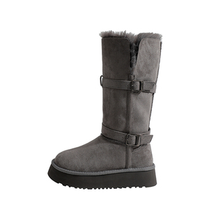 骄屿厚底两穿雪地靴女2025秋冬新款东北加厚加绒棉鞋不过膝长筒靴