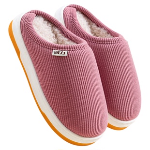 回力棉拖鞋女款2025冬家居加绒加厚防滑牛筋底保暖防臭棉鞋男H115