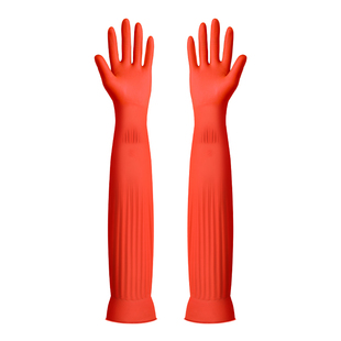 云蕾橡胶加绒手套洗碗家务厨房耐用一体植绒加长加厚清洁防水乳胶