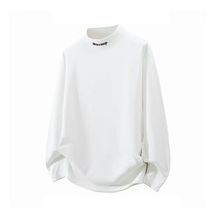 WASSUP潮牌德绒打底衫内搭长袖t恤男女款秋冬半高领内衬刺绣字母