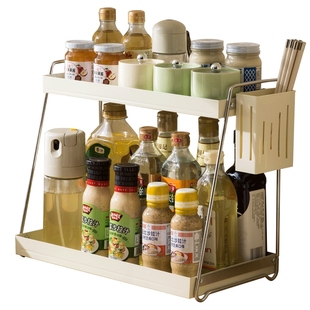 十一维度不锈钢厨房调料架双层家用台面调味品置物架多功能收纳架