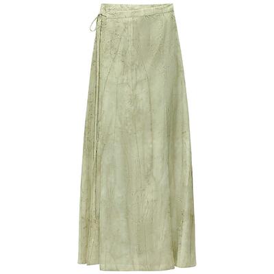 COCOBELLA人丝提花古法炒色半身裙女新中式国风开叉长裙HS0007-2