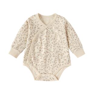 babylove婴儿包屁衣春秋长袖爬服纯棉宝宝三角哈衣洋气莫奈花园