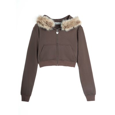 BEDEVIL可拆卸毛领连帽卫衣