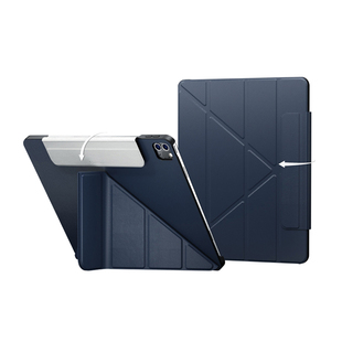 mageasy适用2024苹果ipadpro 13寸双面11皮革平板12.9电脑10.9防轻薄弯防保护壳Air6/5/4磨砂透明M4摔套竖放