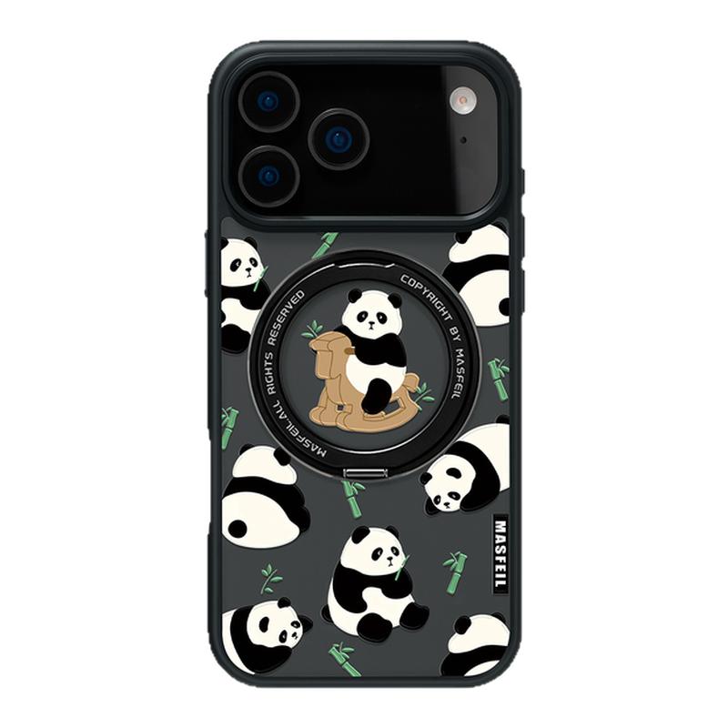 MASFEIL × 竹子胖达适用苹果17promax手机壳iPhone16pro新款带支架ip15全包Fo5磁吸支点14可爱高级感保护套