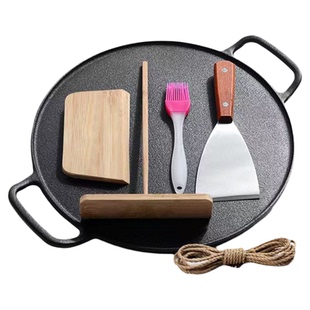 【特厚】家用铸铁煎饼锅平底烙饼锅铁板烧鏊子商用摊煎饼果子工具