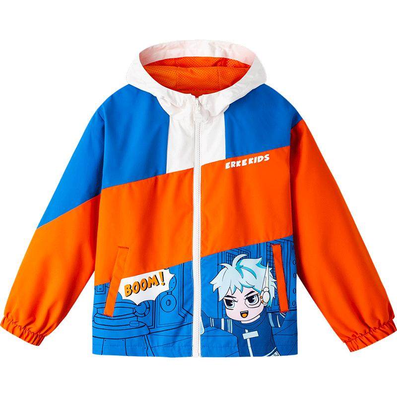 商场同款正品鸿星尔克童装儿童梭织风衣秋冬新款卡通小童宝宝外套