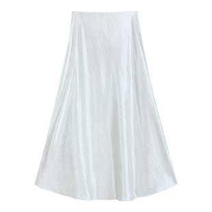 pusumede 时髦姐系 高级蕾丝拼接长款半身裙女设计感A字大摆长裙