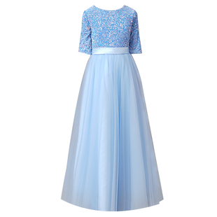 女童小提琴演出服中大童合唱团亮片晚礼服学生才艺表演钢琴主持长