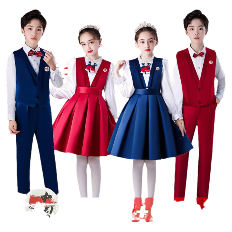 儿童合唱服中小学生大合唱演出服主持人礼服幼儿诗歌朗诵表演服装