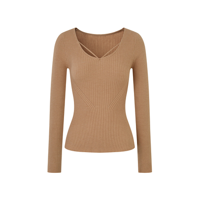 ByYou春季新款白色V领兔绒针织衫女上衣可外穿长袖修身内搭打底衫